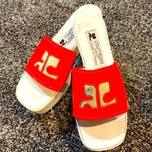 Vintage Courreges Pink Vinyl Slides 39 8.5